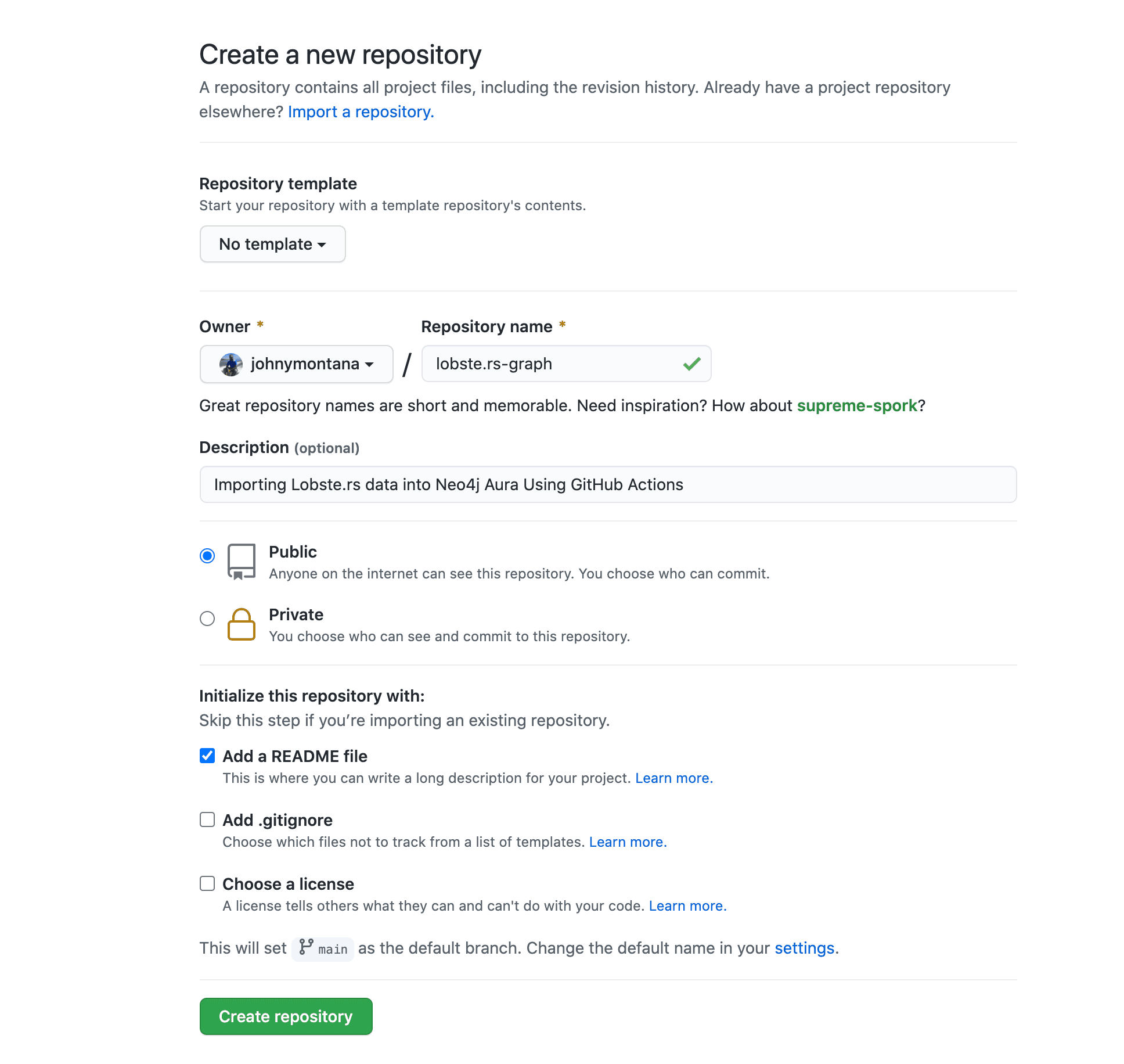 Creating a new GitHub repo