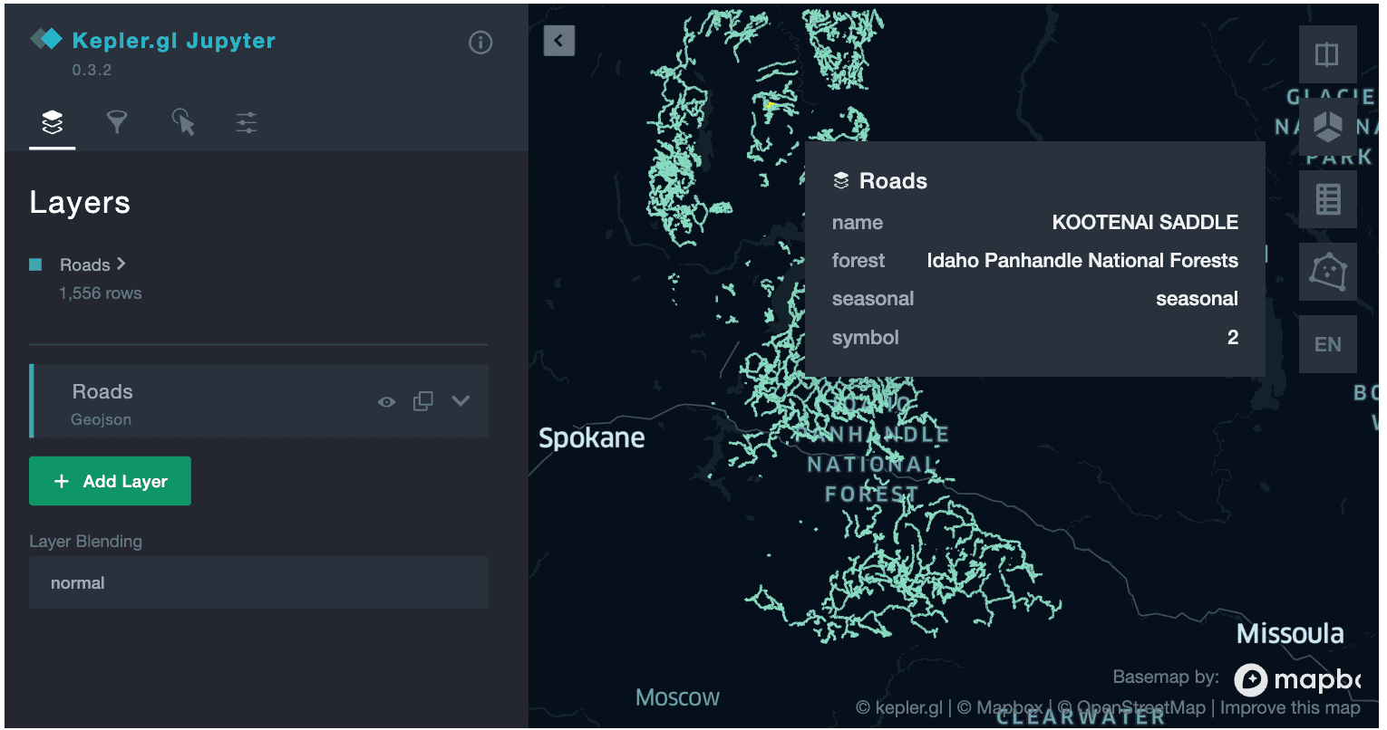 Visualizing roads using SedonaKepler