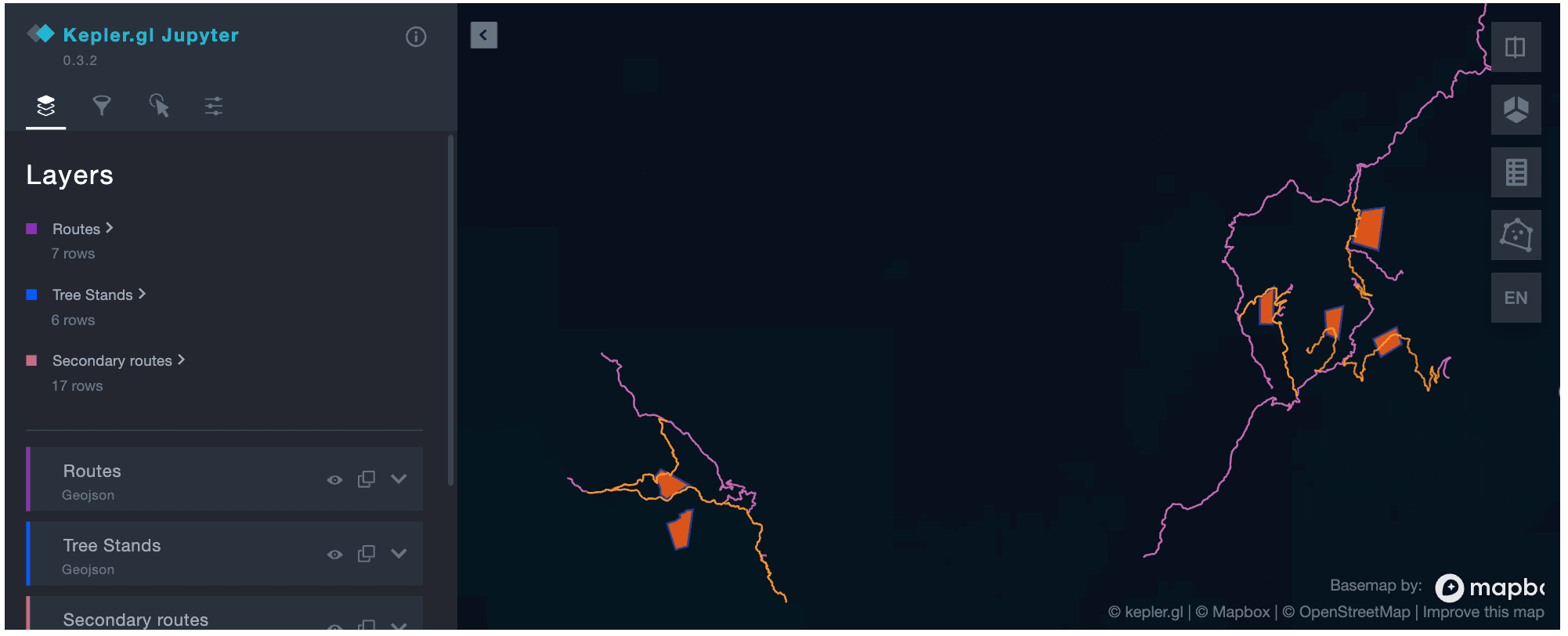 Visualizing routes with SedonaKepler