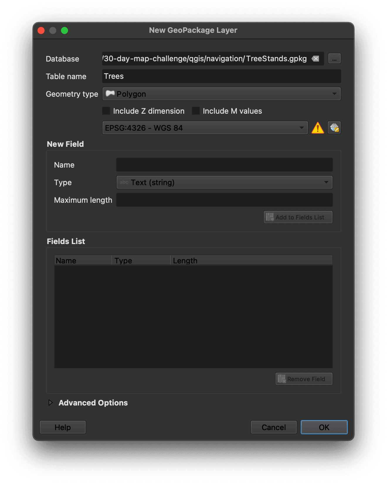Adding a new layer in QGIS