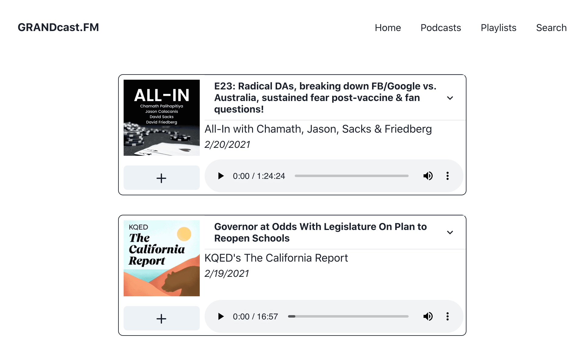 A podcast feed built with Chakra UI
