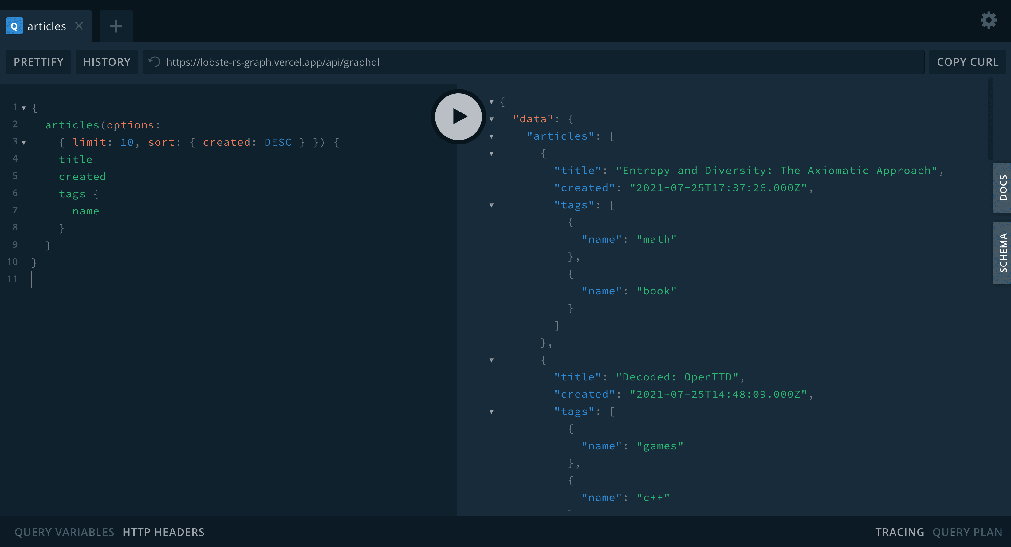GraphQL Playground and Vercel