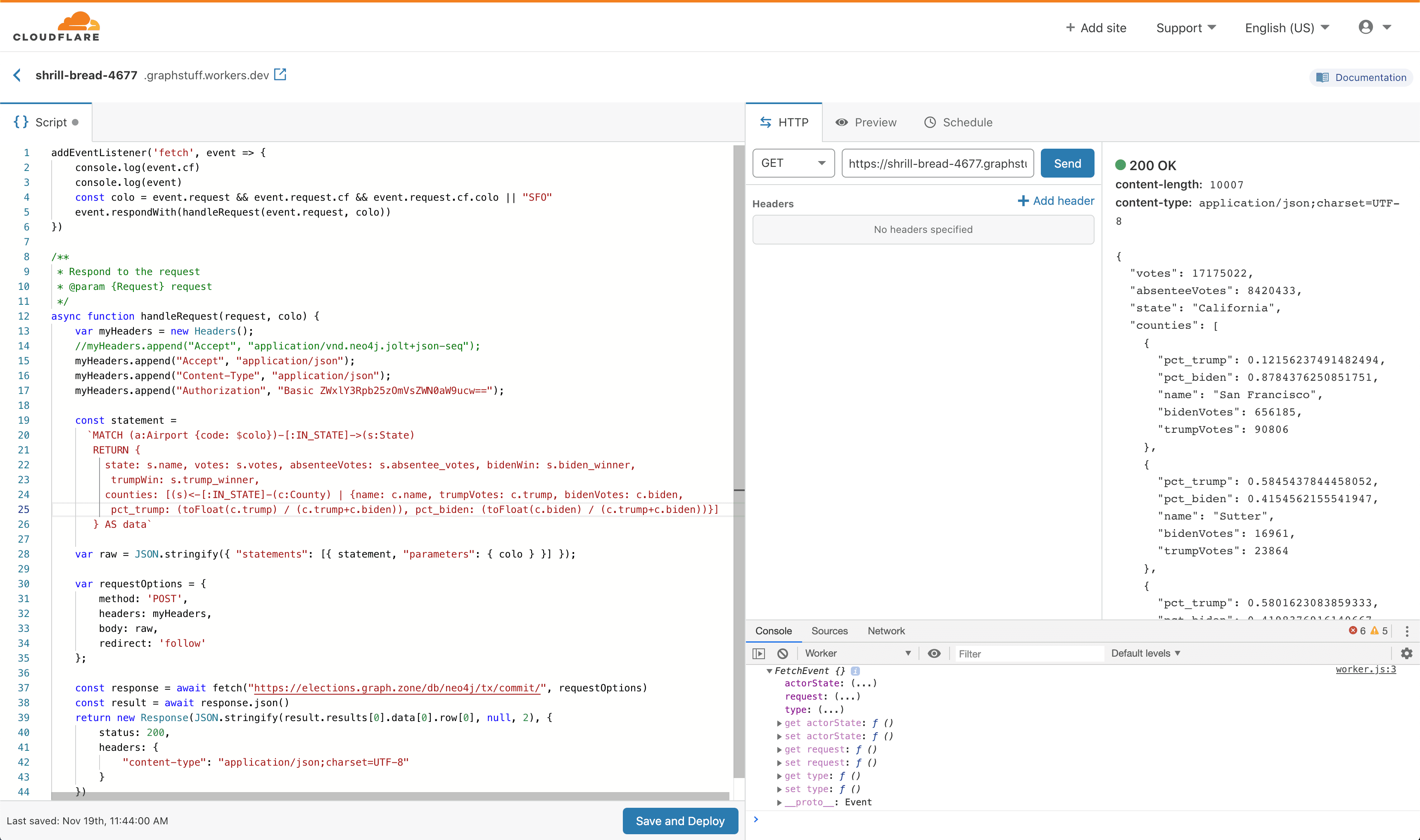 The Cloudflare Workers console