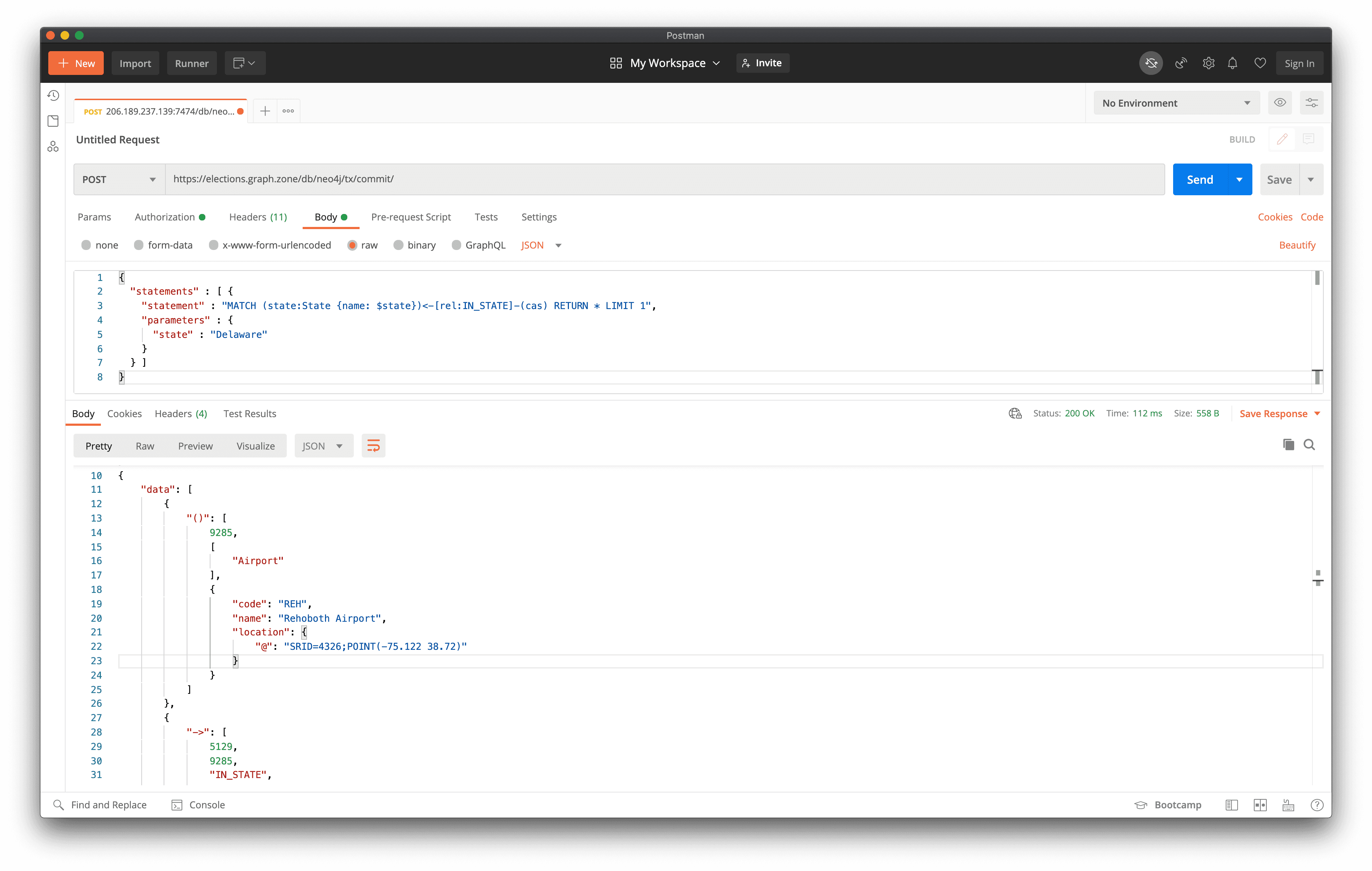 Querying the Neo4j HTTP API using Postman